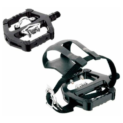 фото Педали spin bike контактные mtb двусторонние, с туклипсами, на промподшипниках, 159х114мм tbs