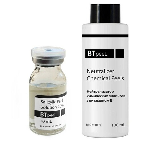 BTpeel салициловый пилинг Salicylic Peel Solution 20% + нейтрализатор химических пилингов Neutralizer Chemical peels, 10 мл гликолевый пилинг 30% нейтрализатор btpeel