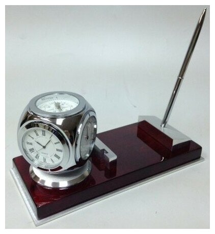 Прибор настольный (часы термометр гидрометр ручка) Размер: 22,2*9,6*12,2 см Идея подарка