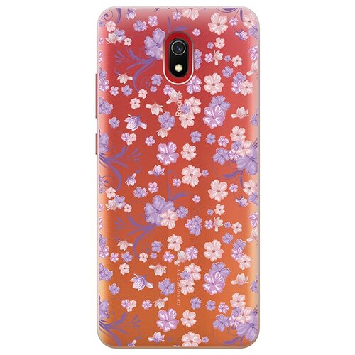 Ультратонкий силиконовый чехол-накладка для Xiaomi Redmi 8A с 3D принтом Lilac Flowers ультратонкий силиконовый чехол накладка clearview 3d для xiaomi redmi note 9 с принтом lilac flowers