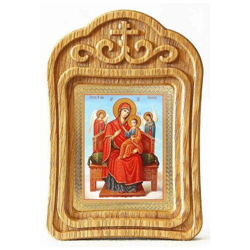 Икона Божией Матери Всецарица, в резной деревянной рамке икона божией матери прибавление ума в резной деревянной рамке