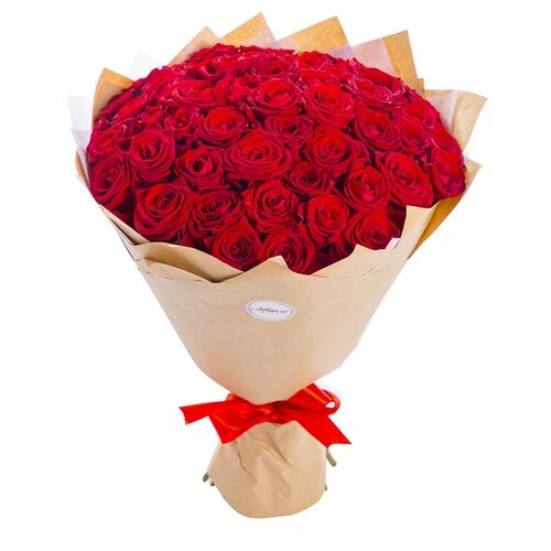 51 красная роза premium 50 см