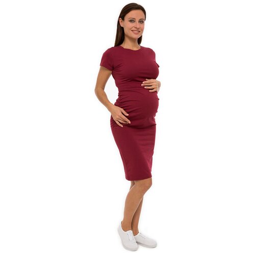 Платье Lunarable для беременных с коротким рукавом бордовый, размер 44(S)