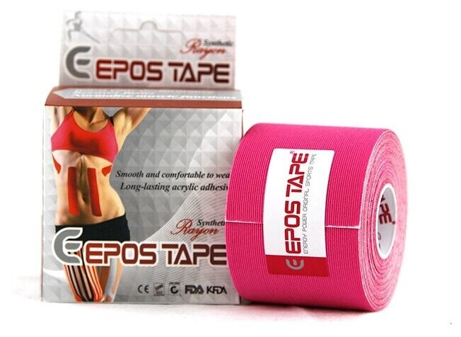 Кинезио Тейп EPOS TAPE RAYON 5м*5см Розовый