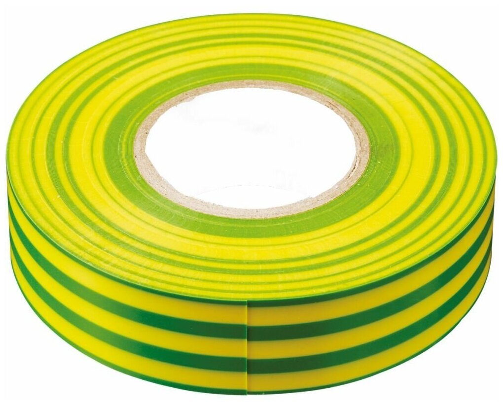 (Упаковка 10 шт Изоляционная лента 013*15 мм. 20 м. желто-зеленая INTP01315-20
