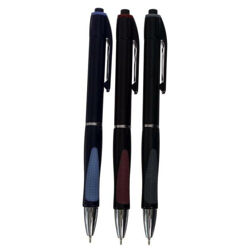 Ручка шариковая, автоматическая, 0.5 мм, Vinson, с резиновым держателем, стержень масляный синий, микс