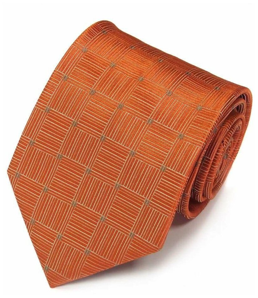 Яркий оранжевый галстук крупным жаккардовым рисунком Club Seta 820883 