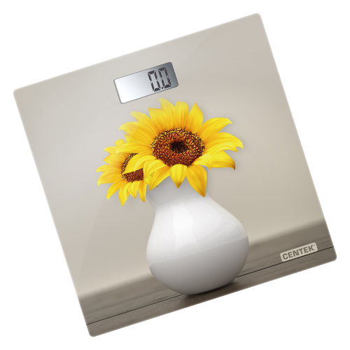 фото Весы напольные centek ct-2428 sunflower электронные 180кг, 0,1кг, lcd 65x28, размер 28х28см