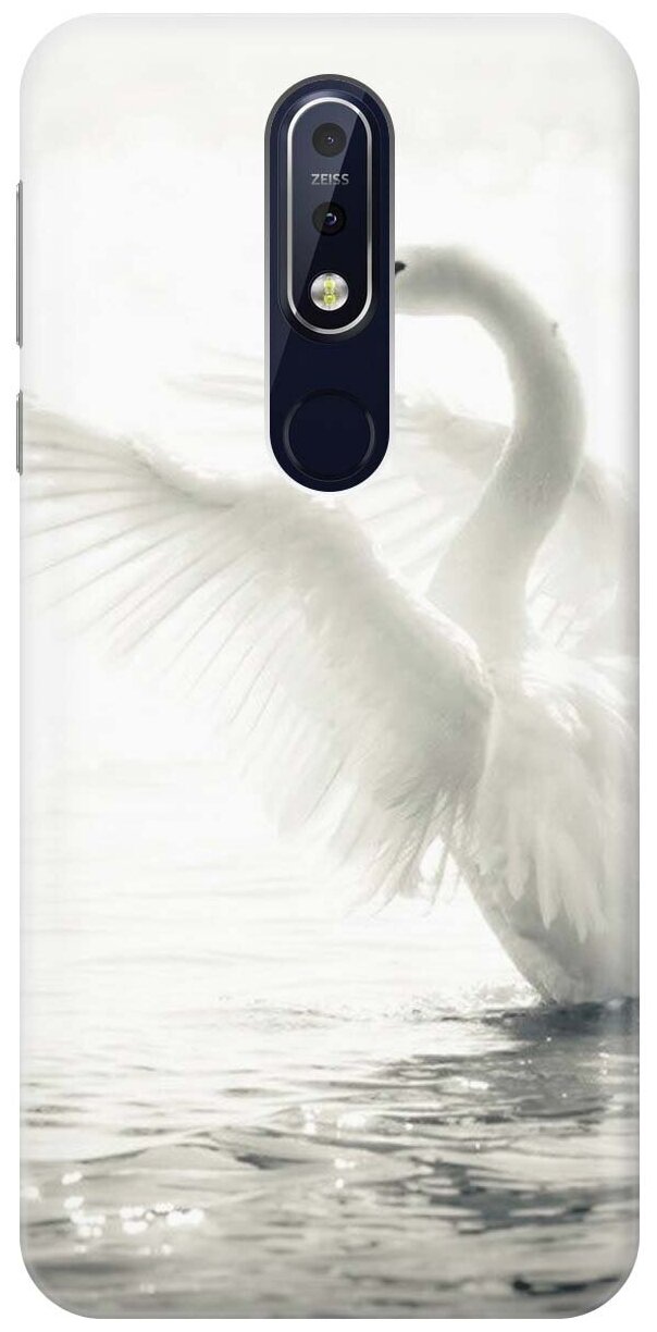 GOSSO Ультратонкий силиконовый чехол-накладка для Nokia 7.1 (2018) с принтом "Лебедь"