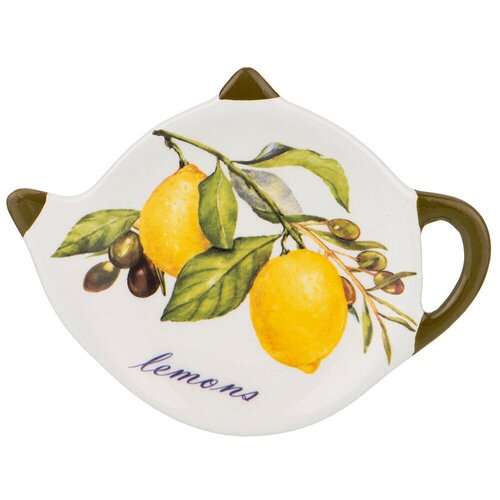 фото Подставка под чайный пакетик agness лемон три 12х8,5 см, высота 1,5 см (358-1596)
