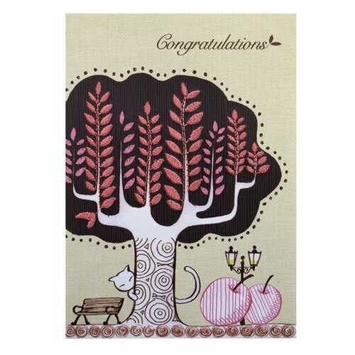 MWA06 Поздравительная открытка с вышивкой 'Congratulations', 12*17 см.(конверт в комплекте)