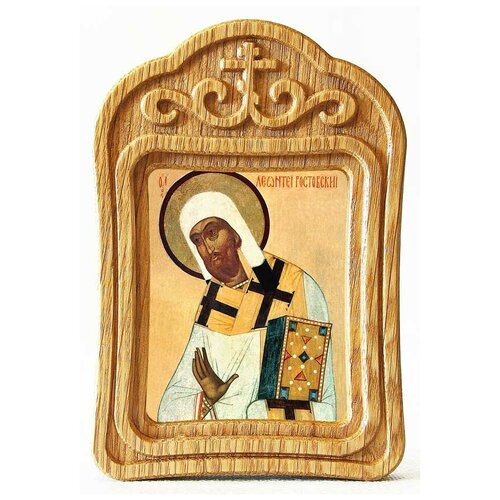 Святитель Леонтий, епископ Ростовский, икона в резной деревянной рамке