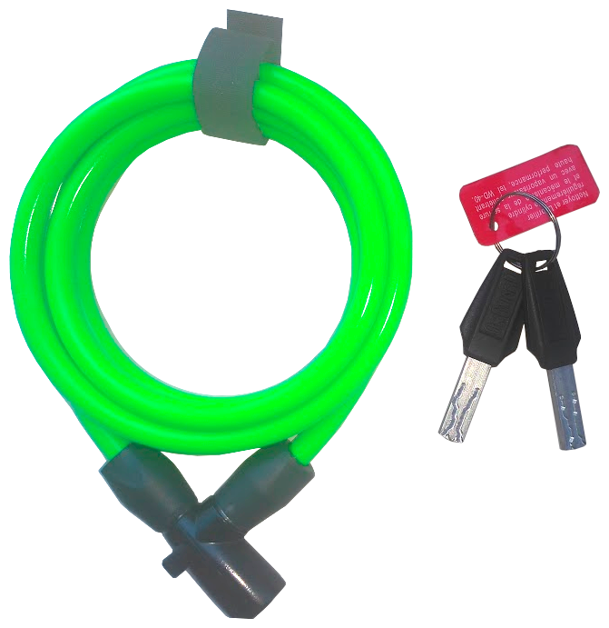 Замок Onguard Lightweight Key Coil Cable Lock, стальной трос 150см х 8мм, зеленый