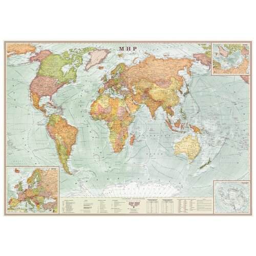 Настенная карта Мир политическая. Мир Экодизайн 2,02х1,43 м, КН95