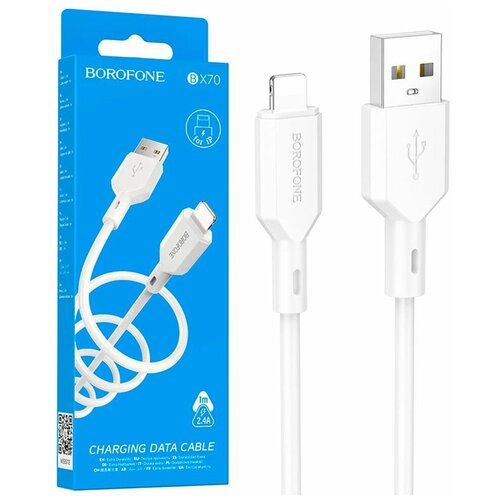 Кабель Lightning BOROFONE BX70*1м, *2.4A, White кабель usb microusb borofone bx70 2 4a черный 1м