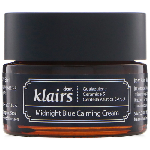 Klairs успокаивающий ночной крем Midnight Blue Calming Cream для сверхчувствительной кожи лица, 30 мл