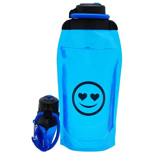 Складная эко бутылка для воды VITDAM, объем 860 мл, цвет - синий с рисунком, B086BLS1609