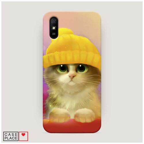 фото Чехол пластиковый xiaomi redmi 9a котенок в желтой шапке case place