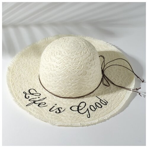 фото Minaku шляпа женская "life is good", размер 54-56, цвет белый