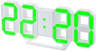 Часы настольные Perfeo, Luminous, PF-663, будильник, цвет: белый, с зелёной подсветкой