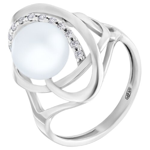 Кольцо Ювелир Карат, серебро, 925 проба, фианит, жемчуг, размер 16.5