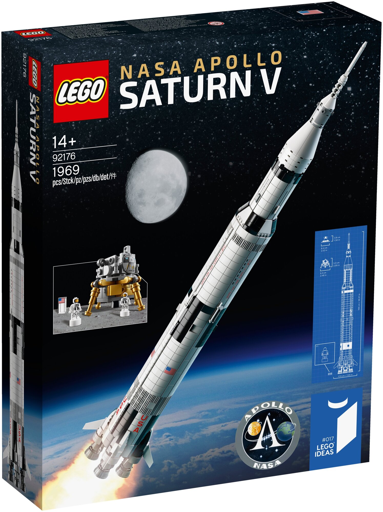 Конструктор LEGO Ideas 92176 Ракетно-космическая система наса Сатурн-5-Аполлон, 1969 дет.