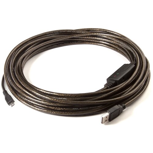 Кабель активный USB 2.0 AM microB с усилителем для зарядки и передачи данных