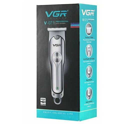 Триммер беспроводной для стрижки волос бороды и усов VGR V-071 серебристый 96700₽