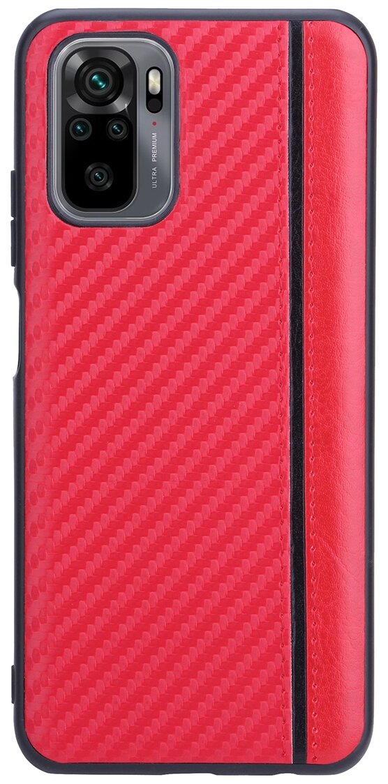 Чехол накладка G-Case Carbon для Xiaomi Redmi Note 10 (Сяоми / Ксиаоми Редми Ноут 10), красная