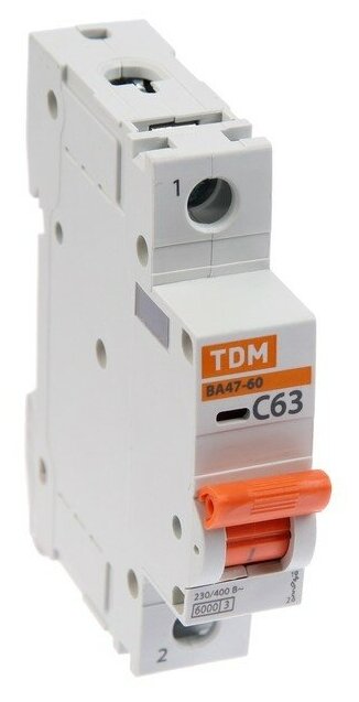 Автоматический выключатель ВА47-60 1Р 63А 6кА х-ка С, TDM SQ0223-0083 (1 шт.) - фотография № 8