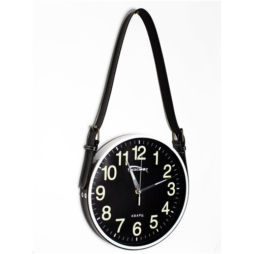 Часы настенные с ремнем/со светонакопительными цифрами и стрелками/часы кварцевые/бесшумные/интерьерные/для гостиной/для офиса/в прихожую, 30 см