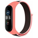 Нейлоновый ремешок для Xiaomi Mi Band 3, Mi Band 4, Mi Band 5, Mi Band 6 и 7 / Красно-черный браслет для смарт часов Сяоми Ми Бэнд 3, 4, 5, 6 и 7 - изображение