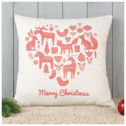 фото Традиция подушка декоративная с фотопечатью «счастливого рождества» 40х40 см