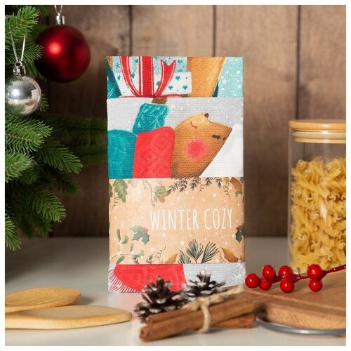 фото Набор полотенец кух. "доляна" веселого нового года 35х60см-4шт, 100% хл 6990934