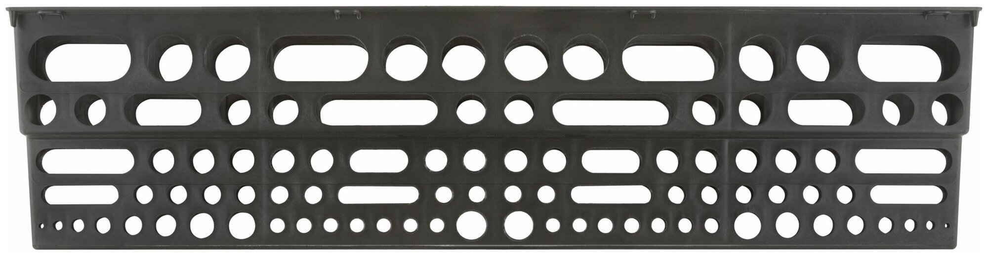 Полка для инструмента пластиковая черная 96 отверстий 610х150