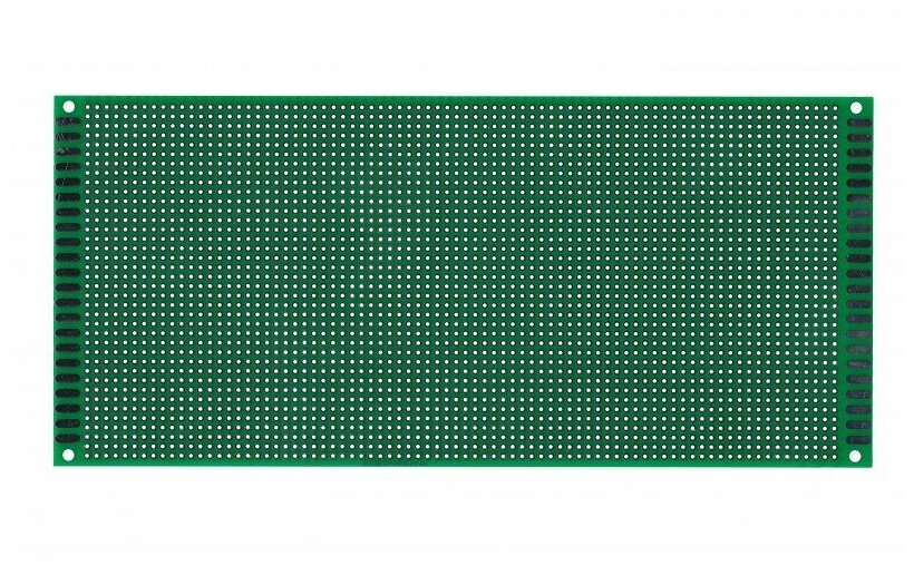 Двусторонняя макетная плата 10х22 см, зеленая