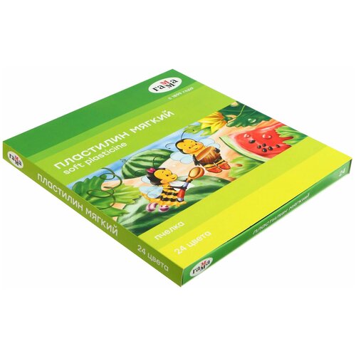 Пластилин мягкий (восковой), 24 цветов, 360 г, Гамма Пчелка, со стеком пластилин мягкий восковой 24 цветов 360 г гамма пчелка со стеком