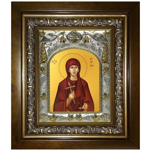 Икона Евдокия Илиопольская преподобномученица, в деревяном киоте
