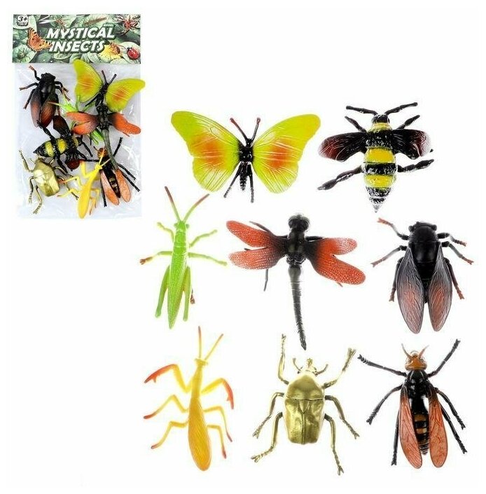 Набор насекомых "Лес", 8 фигурок, длина 12 см