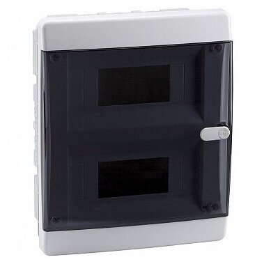 Распределительный шкаф OptiBox P 18 мод, IP41, встраиваемый, пластик, прозрачная черная дверь | код. 145781 | КЭАЗ (6шт. в упак.)