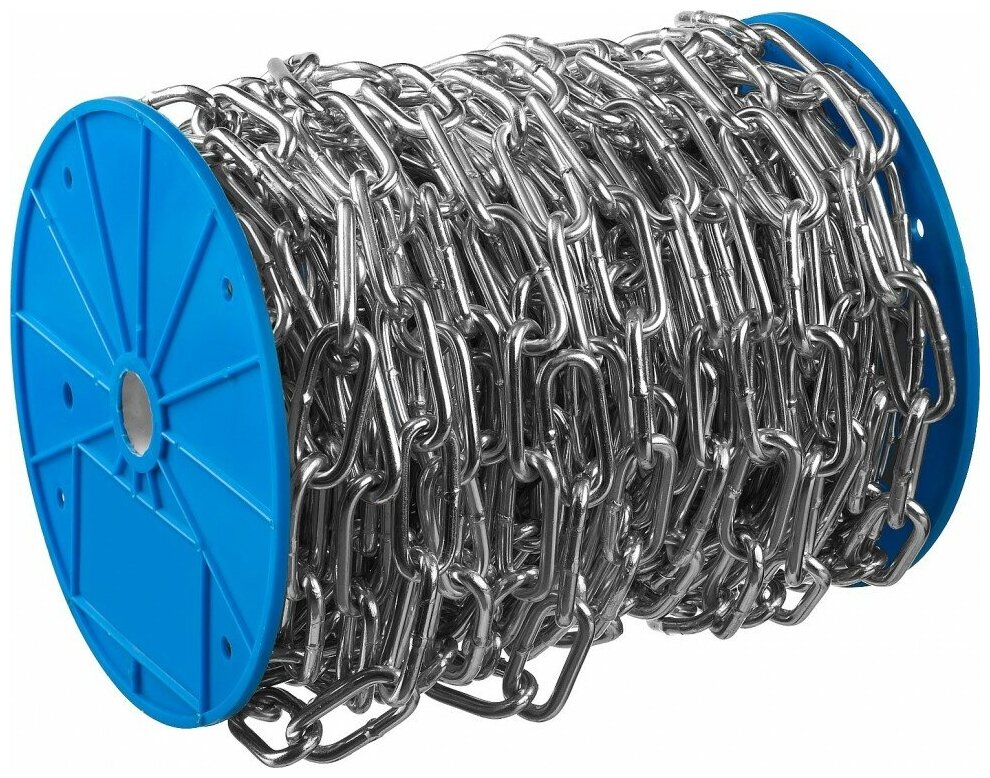 Цепь длиннозвенная"ЗУБР", DIN 763, оцинкованная сталь, d=6 мм, L=30 м Зубр . - фотография № 2