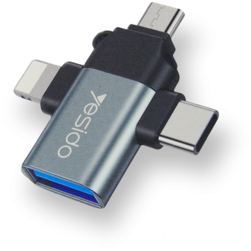 Переходник 3-в-1 OTG Lightning/Type-C/Micro Yesido GS15, USB 3.0
