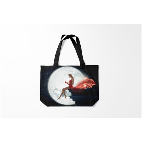 фото Сумка-шоппер / 46х35 см / девушкам / красивые рисунки на луне burnettie