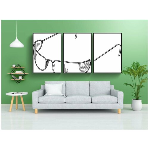 фото Набор модулных постеров для интерьера "солнечные очки, очки, мода" 60x90 см. в тубусе, без рамки lotsprints