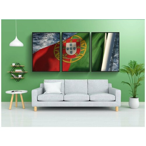 фото Модульный постер "флаг, португальский флаг, португалия" 180x90 см. из 3х частей в тубусе, без рамки lotsprints