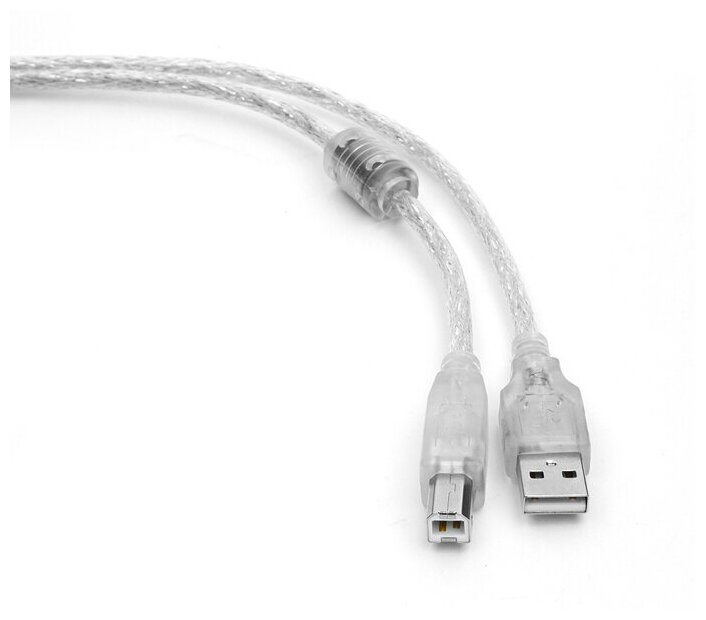Cablexpert Кабель USB 2.0 Pro, AM/BM, 3м, экран, 2 феррит. кольца, прозрачный (CCF-USB2-AMBM-TR-10)