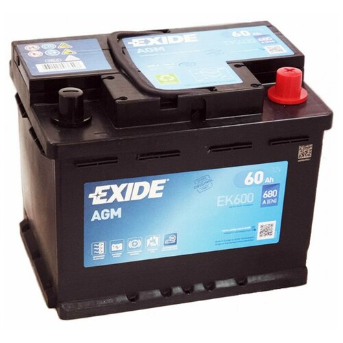 фото Exide аккумулятор exide ek600 start-stop agm 60 а*ч о.п.