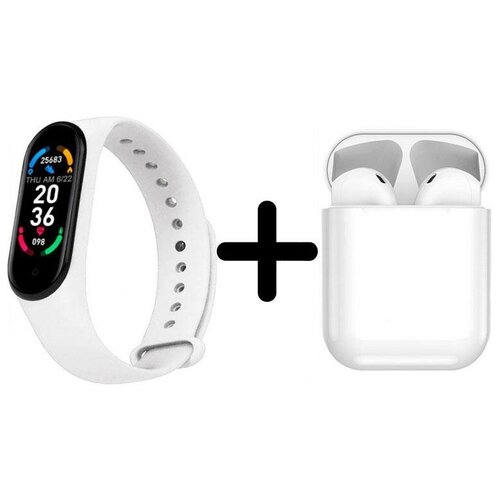 Умные часы BandRate Smart BRSM66BW-SET4 с беспроводными наушниками музыкой трекером сердечного ритма 289000₽