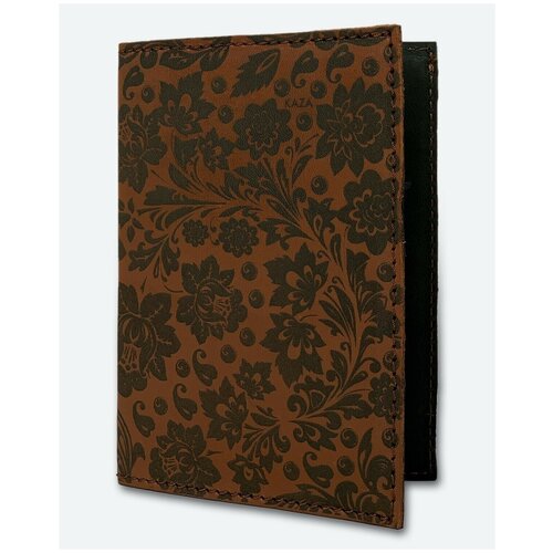 фото Обложка для паспорта kaza, натуральная кожа, подарочная упаковка, коричневый