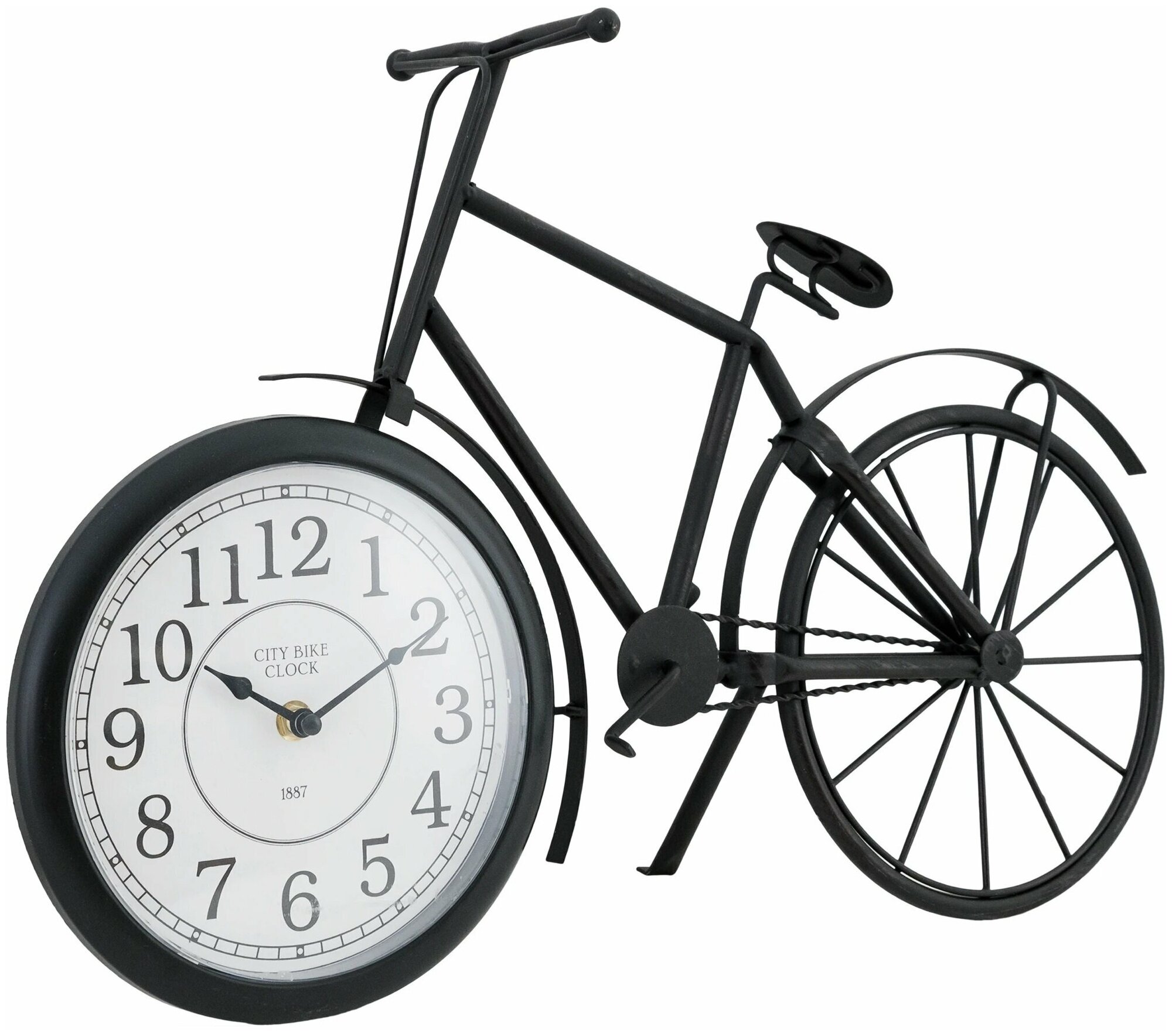 Часы настольные "Велосипед" 52х13х21 см, надежный металл, AA, цвет чёрный, оригинальный и стильный дизайн. Часы привнесут романтику, европейский колор